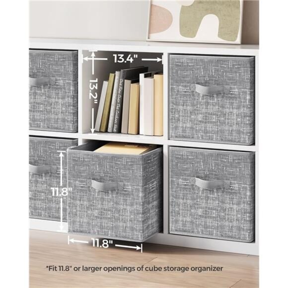 Storage Cubes, 11.8-Inch Non-Woven Fabric Bins with Double Handles, Set of 6 - Picture 4 of 7